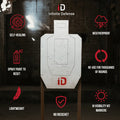 Infinite Defense target with features listed on a dark background